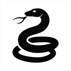 Stylized black silhouette of a cobra snake with forked tongue