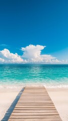 Fototapeta premium Serene wooden dock leading to a tranquil ocean view