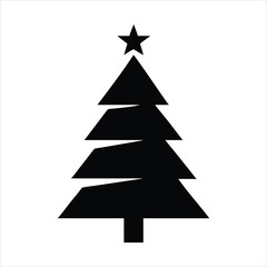 Obraz premium Black silhouette of a modern christmas tree with a star