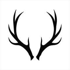 Black silhouette of deer antlers on a white background