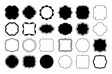 Collection of Decorative Black and White Frames and Labels