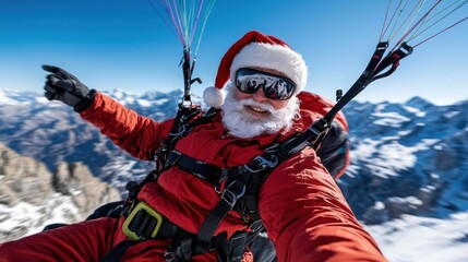 Santa Claus Paragliding Adventure Soaring Through the Skies with Festive Cheer