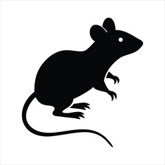Black silhouette of a mouse on a white background
