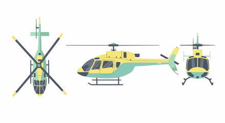 Fototapeta premium Helicopter Illustration Set Vector Design Transportation Aerial Vehicle Isolated