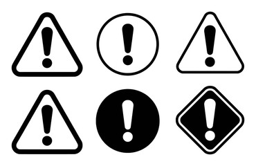 Collection of Exclamation Mark Warning and Alert Symbols in Various Shapes