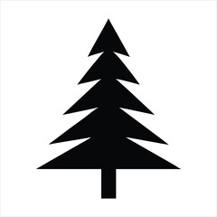 Fototapeta premium Simple black silhouette of a pine tree on a white background