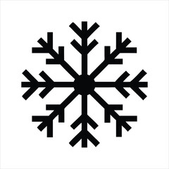 Simple black snowflake icon on white background