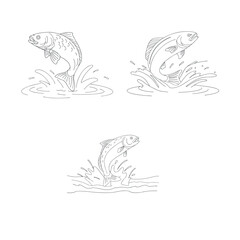 3 icon set fish eps vector