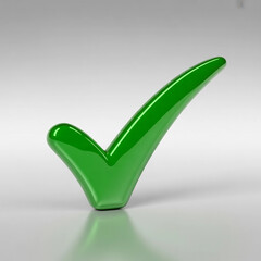 3D Glossy Green Check Mark Symbol