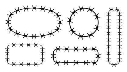 Collection of Barbed Wire Frames and Borders in Various Shapes