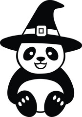 Adorable Panda Wearing a Witch's Hat Cute Halloween Illustration