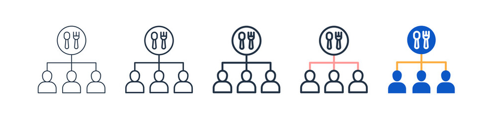 Food Distribution different style icons set vector illustration. 