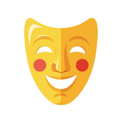 Happy Yellow Theatrical Mask with Red Cheeks