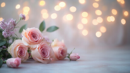 pastel gradient wedding backdrop pink lavender roses lace romantic dreamy atmosphere