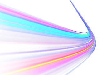 Electric technology in futuristic style neon color in PNG format on white transparent background for design and banners. Acceleration speed motion on night road.	