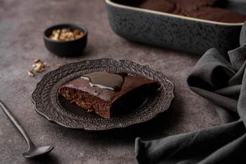 chocolate brownie pie with hazelnuts 