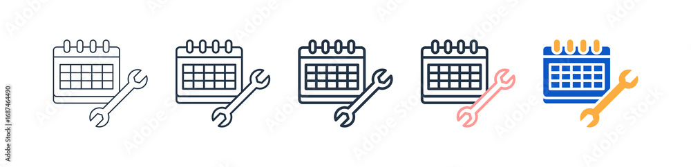 Poster schedule different style icons set vector illustration.