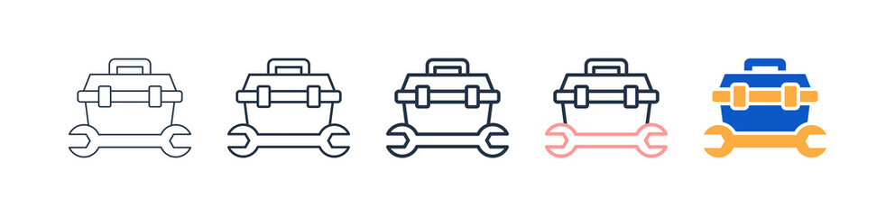 Obraz premium Toolbox different style icons set vector illustration. 