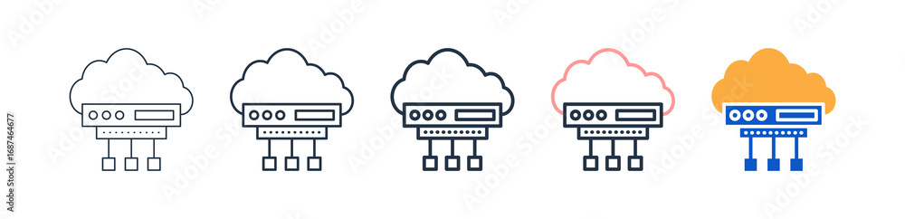 Poster cloud computing different style icons set vector illustration.