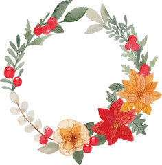 Watercolor poinsettia flower watercolor illustration