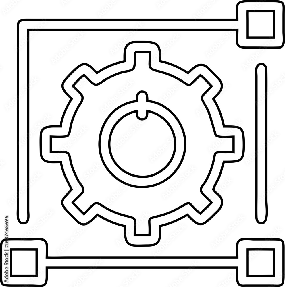 Poster cog outline icon vector designed for clean system setup, repair service icons, and app controls.