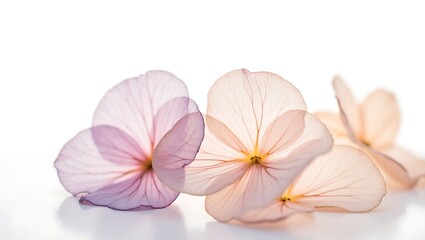 Obraz premium A serene close-up of delicate pink hydrangeas. An elegant and soft floral background. Generative Ai.