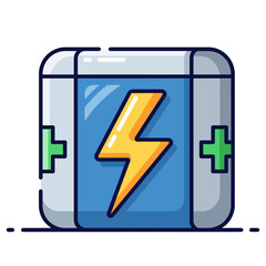 Obraz premium A power outage kit vector illustration of a portable power bank with a lightning bolt, representing emergency supplies and energy solutions