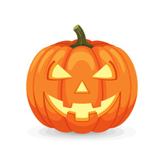 Cartoon Halloween Pumpkin with Carved Face Illustration