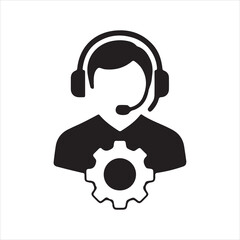Tech Support icon silhouette vector with white background
