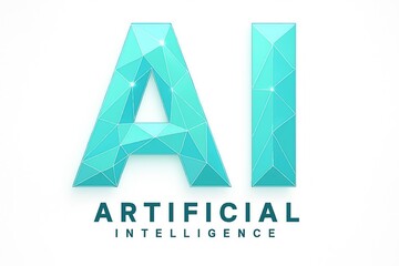 Abstract geometric ai logo with the words artificial intelligence on a white background