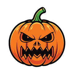 Scary jack o lantern pumpkin isolated on white background