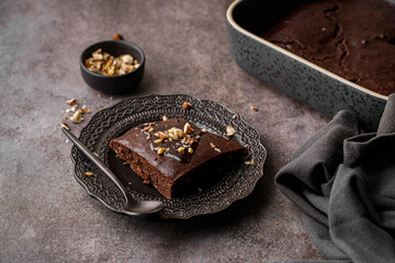 chocolate brownie pie with hazelnuts 