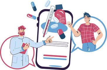 Telemedicine and online medical consultation banner. Ask doctor online medical service.