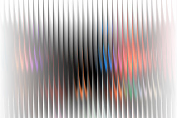 Abstract glowing colorful background with pink orange blue tones, vertical striped white overlay, futuristic digital wallpaper with vibrant luminous effects