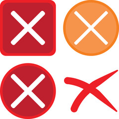 Red and Orange Cross Mark Icons:  Square, Round, and Hand-Drawn Styles for Website, App, and UI Design.