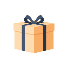 Square Gift Box with Dark Bow and Ribbon