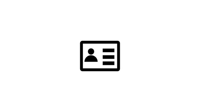 Identity document icon. Personal information icon nid. NID card icon animation.