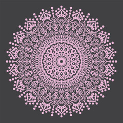 Intricate pink floral mandala design symmetrical