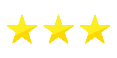 Three Star Rating Icon, Review Ranking Symbol, Vector Illustration