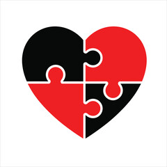 Heart shaped puzzle pieces black
