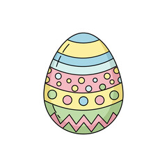 Colorful Decorated Easter Egg Illustration on White Background