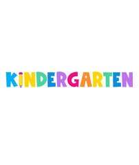 Kindergarten typography clip art design on plain white transparent isolated background for card, shirt, hoodie, sweatshirt, apparel, tag, mug, icon, poster or badge