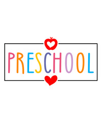 Preschool typography clip art design on plain white transparent isolated background for card, shirt, hoodie, sweatshirt, apparel, tag, mug, icon, poster or badge