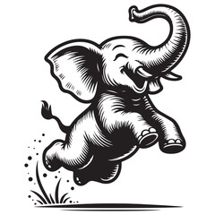 Obraz premium Jumping Cute Elephant Image Vector