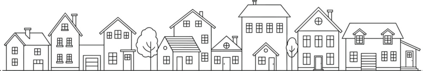 a row of quaint houses lined up neatly side by side