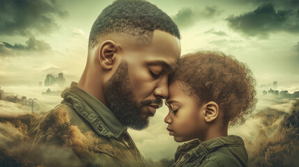 father comforting child parenting emotional support fatherhood family bonding protective love