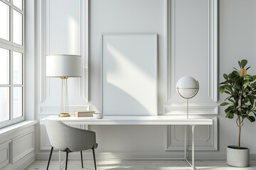 Clean White Home Office Design with Natural Light and Simplicity