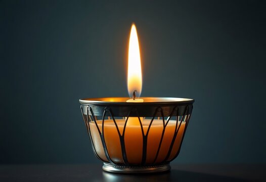 A Candle In A Metal Holder