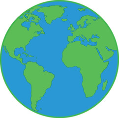 Global map planet earth continents oceans illustration vibrant green blue vector