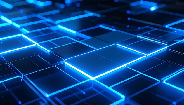 Abstract blue technological cubes